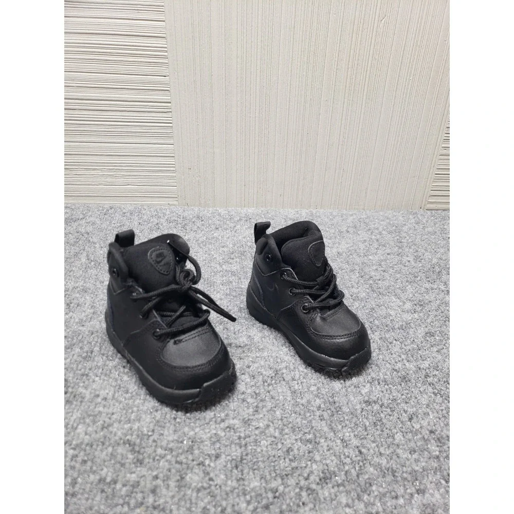 Nike Manoa LTR Toddler Sneaker Shoe 4C Black Leather Boots High Top Lace Up Wear